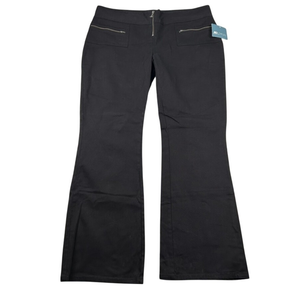 JLO Jennifer Lopez Jeans Womens 18 Muzik Black Flare Leg Zip Y2K Dead Stock